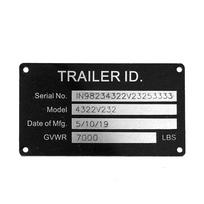 Heavy Duty Aluminum Trailer ID Tag  Plate Serial GVWR Medical Blank Powder Coated Finish RV Parts Camper Accessories Custom Engrave