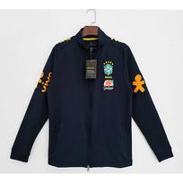 Brazil Soccer Training Jacket Long Sleeve Football Jersey Men Women Black Peacock Green S-XXL XXL juoda