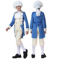 Suaugusiems Vyrams Vaikams Berniukams Retro Vašingtono Teisininkas Teismas Princas 18 Amžiaus Viršutinė Dalies Kelnės Perukų Rinkiniai Helovino Cosplay Kostiumai Apranga Kids S mėlyna