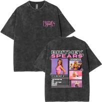 Washed Vintage Britney Spears The Britney Album Graphic T-shirt   Casual Retro Oversized Short Sleeve T Shirt Streetwear L black