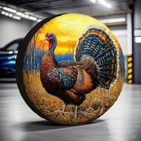 Wild Turkey Design RV Spare Tire Cover Durable Waterproof for SUV Trailer Road Trip 16inch