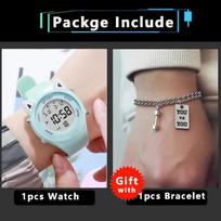 3D Cat-ear Kids Digital Watch Waterproof Luminous LED Sports Electronic Wristwatch for Boys Girls Student Gift Reloj Niño white
