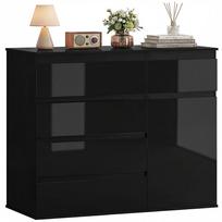 5-Drawer Storage Sideboard, Adjustable Shelf, Soft-Close Door, High-Gloss Black