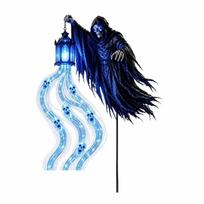 Creepy Halloween Grim Reaper Lantern Glowing Ghost Trail Halloween Decoration  Yard Lawn Decor 1 black