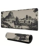 Western Cowboy Mouse Pad Large Computer Office Game Table Mat 90x40 Xxl Rubber NonSlip Stitched Edge Keyboard Mat Long Desk Pad 800X400X2MM