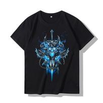Rare New World Of Warcraft Short Sleeve Tshirt Summer Alliance Tribal Classic Wow Perimeter Men And Women Cotton Half Sleeve XL gray