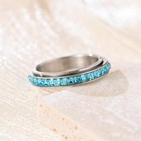 Cubic Zirconia Stainless Steel Spinner Fidget Ring Rotatable Anxiety Relief Ring  Anxiety Relief 8 vandenyno mėlyna spalva