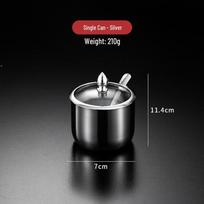 Luxury Korean 304 Stainless Steel Spice Jars: Salt & Oil Jar with Spoon, Gold Accent black