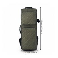 Double Flute Carry Bag Padded Sheltering Case with Shoulder Strap for Long Double žalia