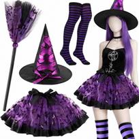 Tulle Tutu Skirt Halloween Witch Hat Witch Costume Set Fluffy Adult Halloween Witch Costume Set For Halloween Events Holiday black