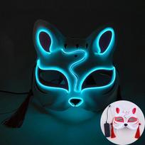 Halloween Luminous LED Mask Japanese Neon Cat Fox Face Cosplay Mask Glow In Dark Masquerade Adult Headgear Mask For Party black