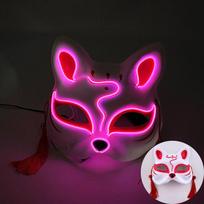 Halloween Luminous LED Mask Japanese Neon Cat Fox Face Cosplay Mask Glow In Dark Masquerade Adult Headgear Mask For Party