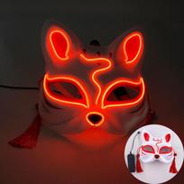 Halloween Luminous LED Mask Japanese Neon Cat Fox Face Cosplay Mask Glow In Dark Masquerade Adult Headgear Mask For Party