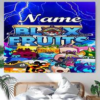 Personalized Game Blox Fruits Background Tapestry,Custom Name Birthday Party,Multifunctional Wall Decoration for Home Decor,Various Occasions 130cmx150cm