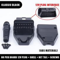 OBD2 16Pin J1962 Connector 1 Set Stable Signal Transmission OBD II Male Adaptor for Auto Fault Detection D12V black black