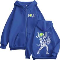 Anime JoJo Bizarre Adventure STEEL BALL RUN Johnny Joestar Zipper Hoodies Men Women Long Sleeves Zip Up Sweatshirts Jacket Coats XL mėlyna
