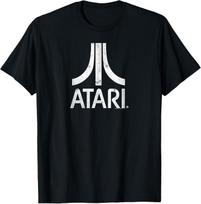 Atari White Distressed Retro Gaming Logo T-Shirt XXL black