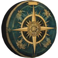 Vintage Nautical Compass Spare Tire Cover Waterproof Dustproof Wheel Protector for SUV Truck 14inch beige