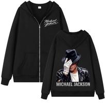 90's Rock Singer Michael Jackson Zipper Hoodie Vintage Fashion Zip Up Hooded Sweatshirts Men Women Casual Loose Fleece Pullovers M juoda