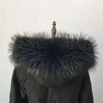Real Raccoon Fur Collar Natural Fluffy Jacket Fur Collar Luxury Scarves Winter Fashion Scarf Warm Shawl For Women Length 65 width 15cm black