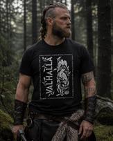 Valhalla Viking T-Shirt | Norse Mythology Shirt | Odin Ravens Hugin and Munin | Nordic Aesthetic Clothing | Warrior Gift for Men L black