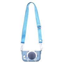 Silicone Mini Camera Shell with Lanyard Protective Cover Kids Camera Case for X2 Children Camera Blue Cat white