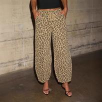 Women S Loose Fit Leopard Print Denim Long Pants L leopardo rašto spalva