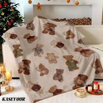 Teddy Bear Patchwork Winter Summer Flannel Blanket Throw Fleece Soft Fuzzy Plush Cozy Fleece Blankets for Sofa Ideal Gifts 100x150cm