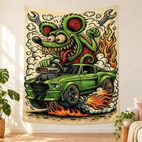 Rat Fink Gobelenas aukštos kokybės svetainės miegamojo bendrabučio sienoms dekoruoti idealiai tinka kaip miegamojo sienų dekoras arba šventinė dovana 180cmx230cm