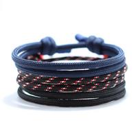 Naujas 3 vnt. vyrų paracord apyrankių rinkinys Lauko stovyklavimo aksesuarai Rankų darbo pintas Reguliuojamas Sportinis prakaito apyrankė Apyrankė Adjustable black
