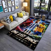 Sports Area Rug, Messi Ronaldo Neymar One Last Dance World Cup Poster, Fan Cave Decor, Non-Slip Mat 120x160cm( 47x62in ) gray