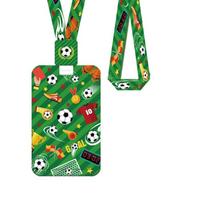 Soccer Pattern Retractable Badge Holder And ABS Card Sleeve Set With Removable Neck Strap For Office School Sports Event