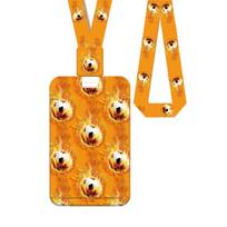 Soccer Pattern Retractable Badge Holder And ABS Card Sleeve Set With Removable Neck Strap For Office School Sports Event