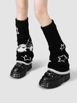 Vintage Autumn Winter Japanese Skeleton Element Leg Warmers Subculture Slimming Student Pile Socks Front and Back 2 Wearing One Size beige