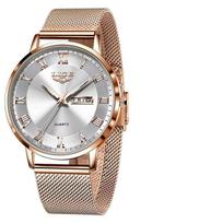LIGE Ultra-thin Women Watches Luxury Quartz Watch Woman Fashion Bracelet Ladies Watch Waterproof Calendar Week Clock Wristwatch