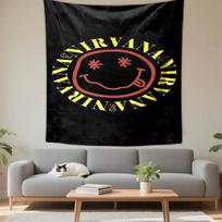 Nirvana Iconic Logo Black Patterned tapestry for bedroom and living room home decor 75x90cm(29x35in) black