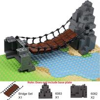 MOC Mountain Jungle Bridge Ladder Iron Chain Bridge Lock Chain Bridge Crane Bridge Model Set with Building Blocks and DIY Parts