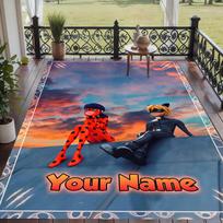 Custom Text Miraculous Ladybug Pattern Floor Rug Soft Indoor Carpet Mat Living Room Bedroom 80cmx120cm