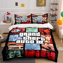 Grand Theft Auto III Art Design Bedding Set (1 duvet cover, 2 pillowcases, duvet not included) sofas 135x200cm