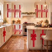 Aksominė Kalėdinė Lanko ir Juostelės Durų Puošmena raudona