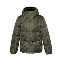 GUCCI Dvigubas G Nailono Drobės Žąsų Pūkų Striukė 698710-Z8A53-3175 54 gray