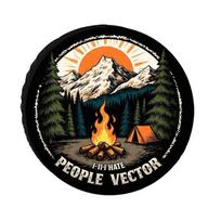 Retro Camping Campfire Graphic Spare Tire Cover Durable Polyester Outdoor SUV Protection 14inch black