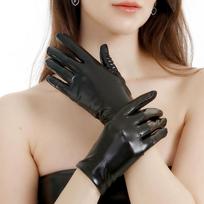 Ladies' Short Sexy Patent Leather Gloves for Stage Performance Street Role-playing Punk Retro Style Model Photography Gloves white