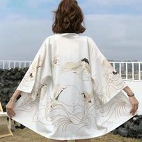 Japoniška moteriška Kimono striukė Kardiganas Paltai Yukata Viršutiniai drabužiai Laisvas Haori M white