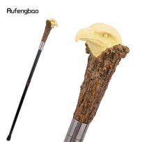 Geltonos dervos erelio galvos medžio šaknies vaikščiojimo lazda Madinga dekoratyvinė plieninė lazda Elegantiškas džentelmeno kostiumo lazdelės rankena Kryžius 94cm beige