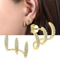 Korėjietiški auskarai su kabliuku ausų kabliuku auskarai moterims su keturiomis šakelėmis CZ aukso spalvos auskarai Madingi papuošalai Naujųjų metų dovana white
