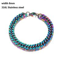 316L nerūdijančio plieno kubietiška grandinėlės apyrankė vyrams moterims Figaro vintage metalo Viking Kpop Pulseras Emo miela prabangių papuošalų dovana Length 21cm blue