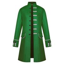 Helovinas Amazon vyriškas paltas vienspalvis madingas Steampunk vintažinis vyriškas uniformos kostiumas su stačia apykakle 4XL green