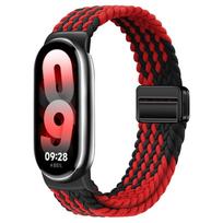 Braided Nylon Strap for Xiaomi Mi Band 10/9/8 NFC Ceramic plate Smart Watch Replaceable wristband Correa for Xiaomi Mi Band 9/Mi Band10 plate Bracelet Mi Band8/9/10/NFC/ceramic black