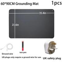 90x60cm Grounding Mat Conductive Vegan Leather Anti-Static Desk Pad with 15ft Cord and Tester UK Plug WithPen black